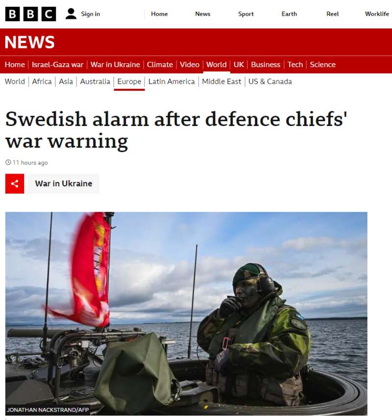 瑞典可能发生战争